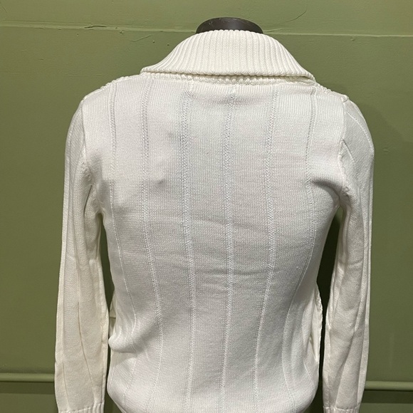 Lavane cardigan sweater cream knitted Shaw collar modern fit - Picture 3 of 3